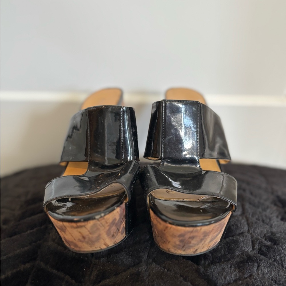 Nine West Women's Black Platform Wedge Sandals Size 8.5